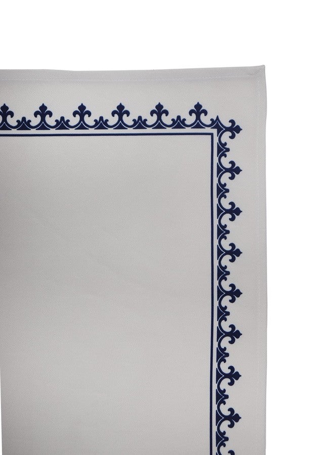 زيبا طقم مفارش ومناديل طعام من مزيج القطن المطبوع من زيبا - مفارش بيضاء وزرقاء - ديكور أنيق لطاولة الطعام - مفارش متينة وأنيقة وقابلة للغسل للاستخدام اليومي والمناسبات الخاصة - Image 5