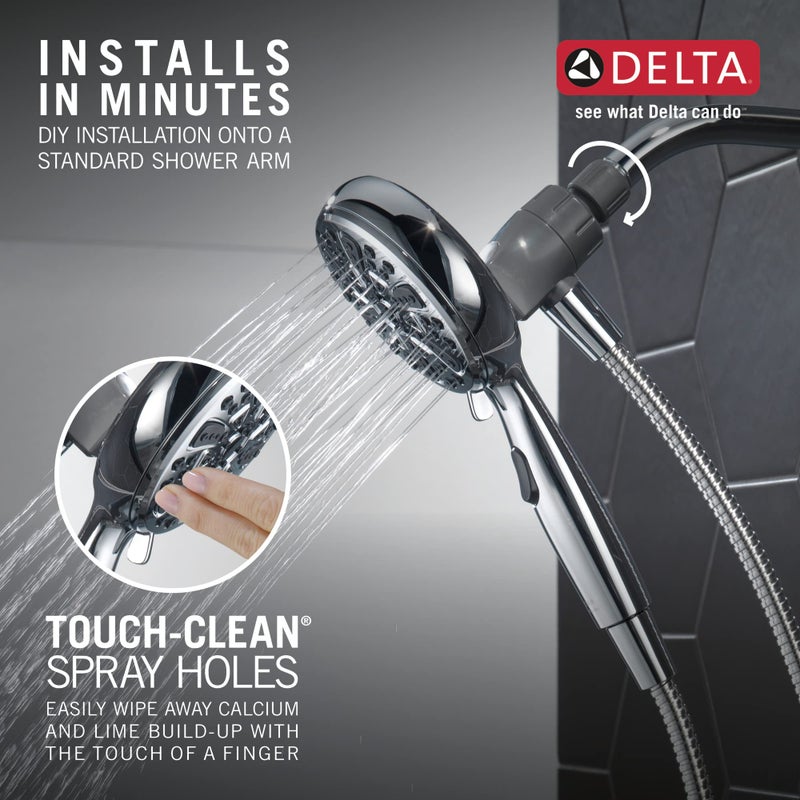 Delta Faucet 6-Spray SureDock Magnetic Shower Head with Handheld Spray, Chrome Shower Head with Hose, Showerheads & Handheld Showers, Handheld Shower Heads, MagnaTite Docking, Chrome 75609 - Image 5