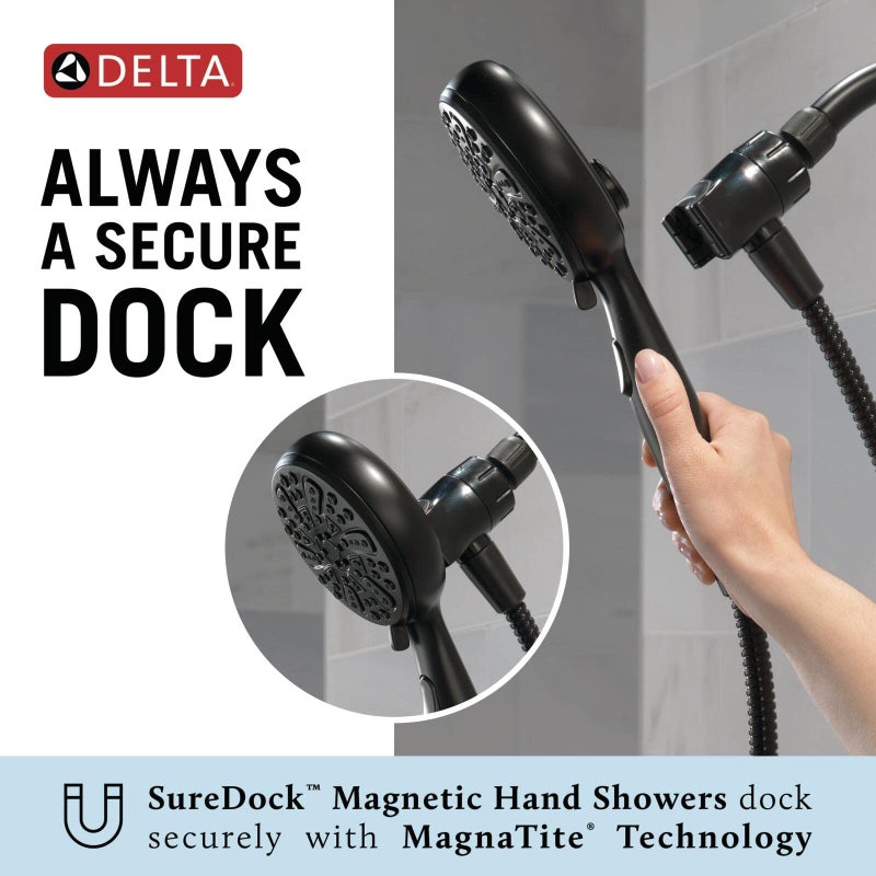Delta Faucet 6-Spray SureDock Magnetic Shower Head with Handheld Spray, Chrome Shower Head with Hose, Showerheads & Handheld Showers, Handheld Shower Heads, MagnaTite Docking, Chrome 75609 - Image 4