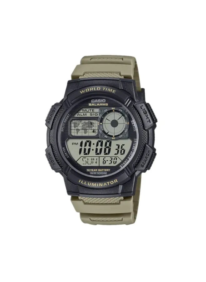 CASIO Digital Men's Watch AE‑1000W‑5AVDF, 48.2mm Black Digital Dial, Resin Case & Bio‑Based Resin Band, 100 m WR, Long Life Battery - Image 1