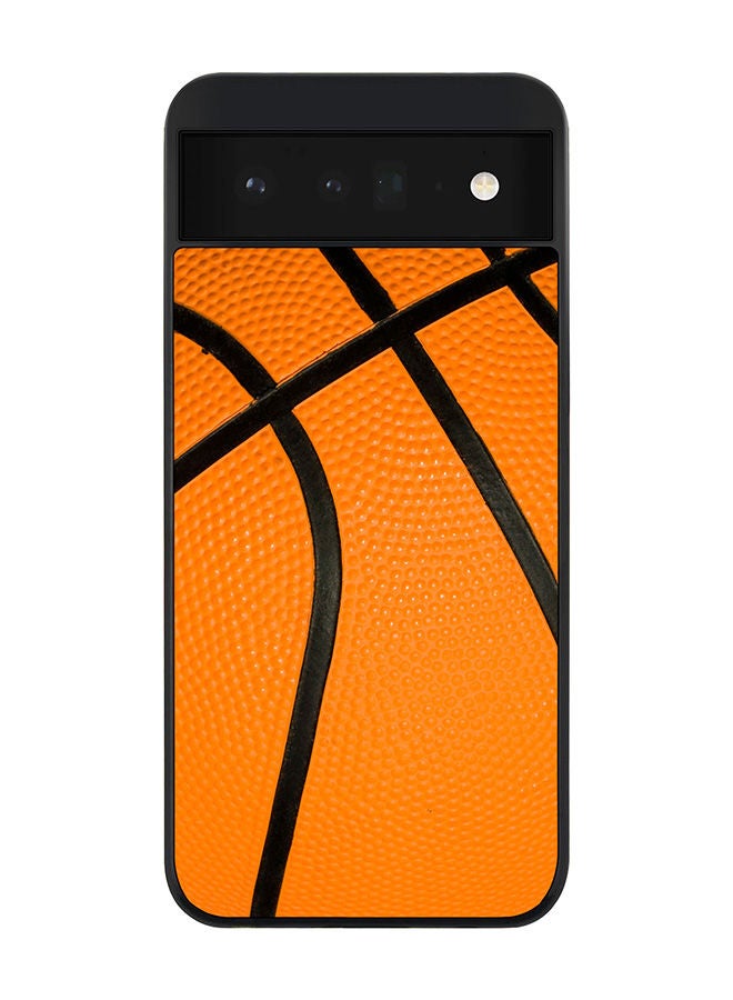 Stylizedd Rugged Black edge case for Google Pixel 6 5G Slim fit Soft Case Flexible Rubber Edges Anti Drop TPU Gel Thin Cover - Basketball - Image 1