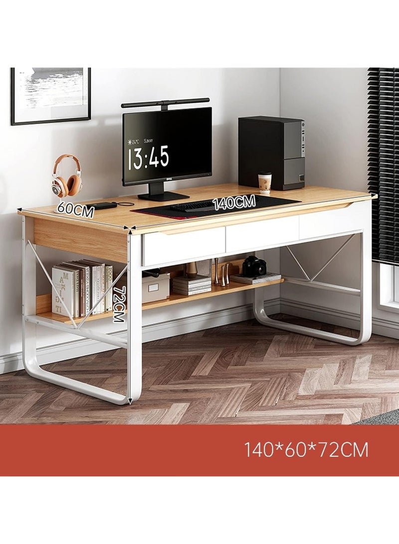 اليسا مكتب منزلي عصري بثلاثة أدراج واسعة - لمسة نهائية خشبية أنيقة، محطة عمل 140×60 سم للدراسة والكتابة والإنتاجية - Image 5