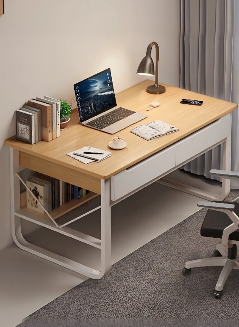 اليسا مكتب منزلي عصري بثلاثة أدراج واسعة - لمسة نهائية خشبية أنيقة، محطة عمل 140×60 سم للدراسة والكتابة والإنتاجية - Image 1