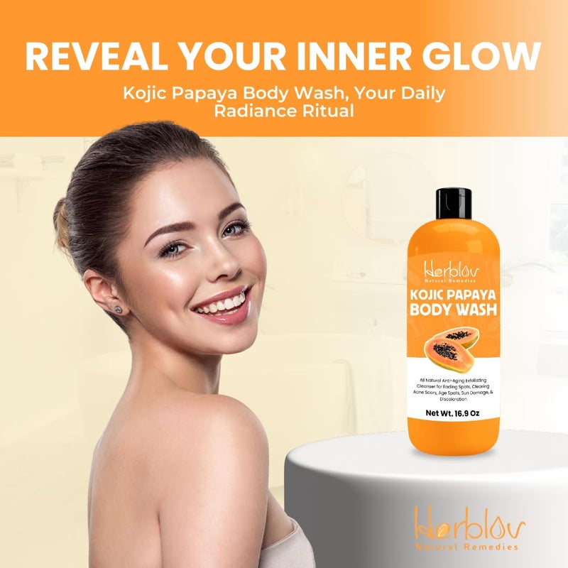 Herblov صابون حمض الكوجيك لتفتيح البشرة المصابة بفرط التصبغ غسول الجسم بالكوجيك والبابايا صابون بقع داكنة يقلل من ندوب حب الشباب ويوحد لون البشرة غسول الجسم بالكركم لوجه أكثر إشراقًا وتألقًا - Image 4