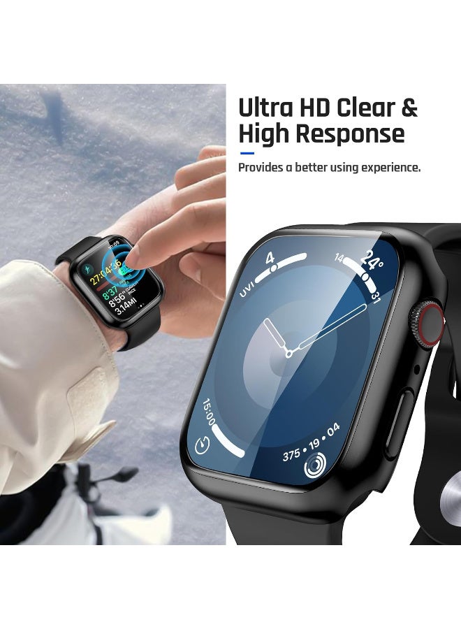 Waterproof Case for Apple Watch Screen Protector 45mm Series 7 8 9, Tempered Glass Face Cover for iWatch Accessories 45 mm Black - Image 3