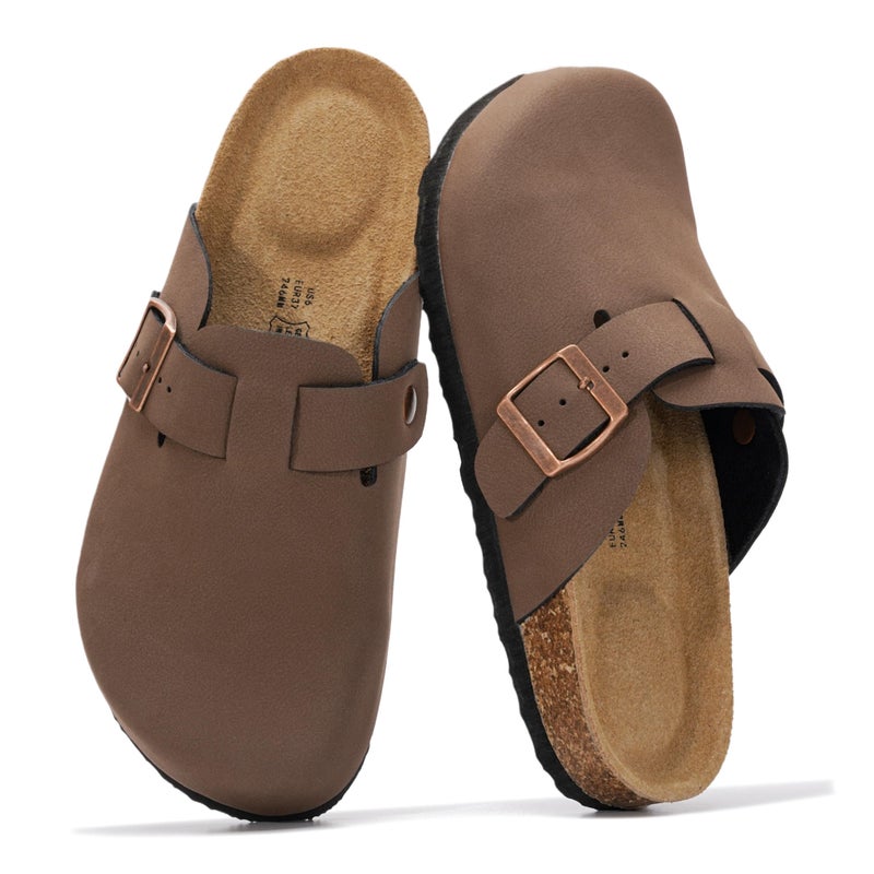 Project Cloud 100% Genuine Leather Footbed Clogs for Women - Memory Foam Arch Support Slippers for Women - Trendy Slip-ons Women's Mules & Clogs Sandals (Benton_W,TANLEATHER,6.0W) - Image 1