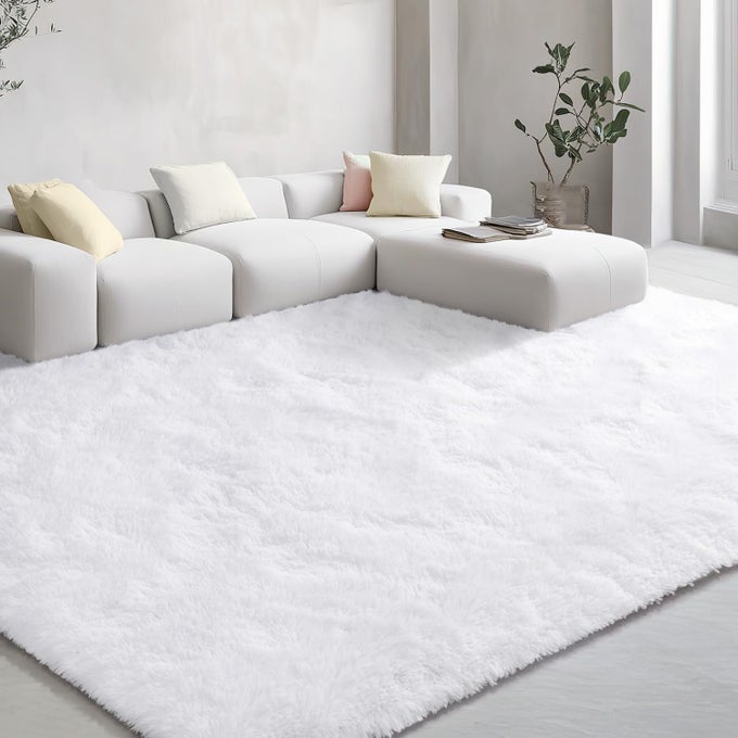 WHITE ROUND RUG FOR BEDROOM 4X4 FT FLUFFY SOFT CIRCLE AREA RUGS FOR LIVING ROOM PLUSH SHAGGY CIRCULAR CARPET FOR INDOOR FLOOR BEDSIDE GIRLS NURSERY MACHINEWASHABLE HOME DECOR AESTHETIC