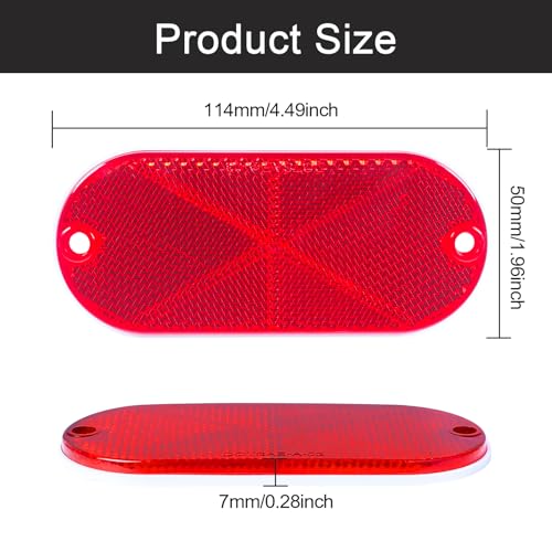 Yinaolan 10 Pack 4.5 Inch Red Screw on Reflectors, DOT SAE Approval Road Safety Fence Gate Posts Rear Reflectors for Mailboxes Driveway Trailer Caravan Tunnels Truck Tractor Boat Lorry Motorcycle - Image 2
