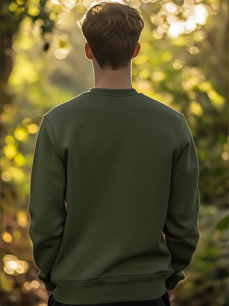NOBERO  Men Olive Green Regular Sweatshirt for Men | Best Price UAE