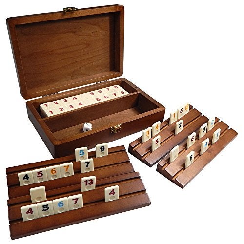 Best Chess Set أفضل مجموعة شطرنج تريسي للسفر مصغرة لعبة رومي في علبة خشبية مع رفوف خشبية وبلاطات يوريا - Image 1