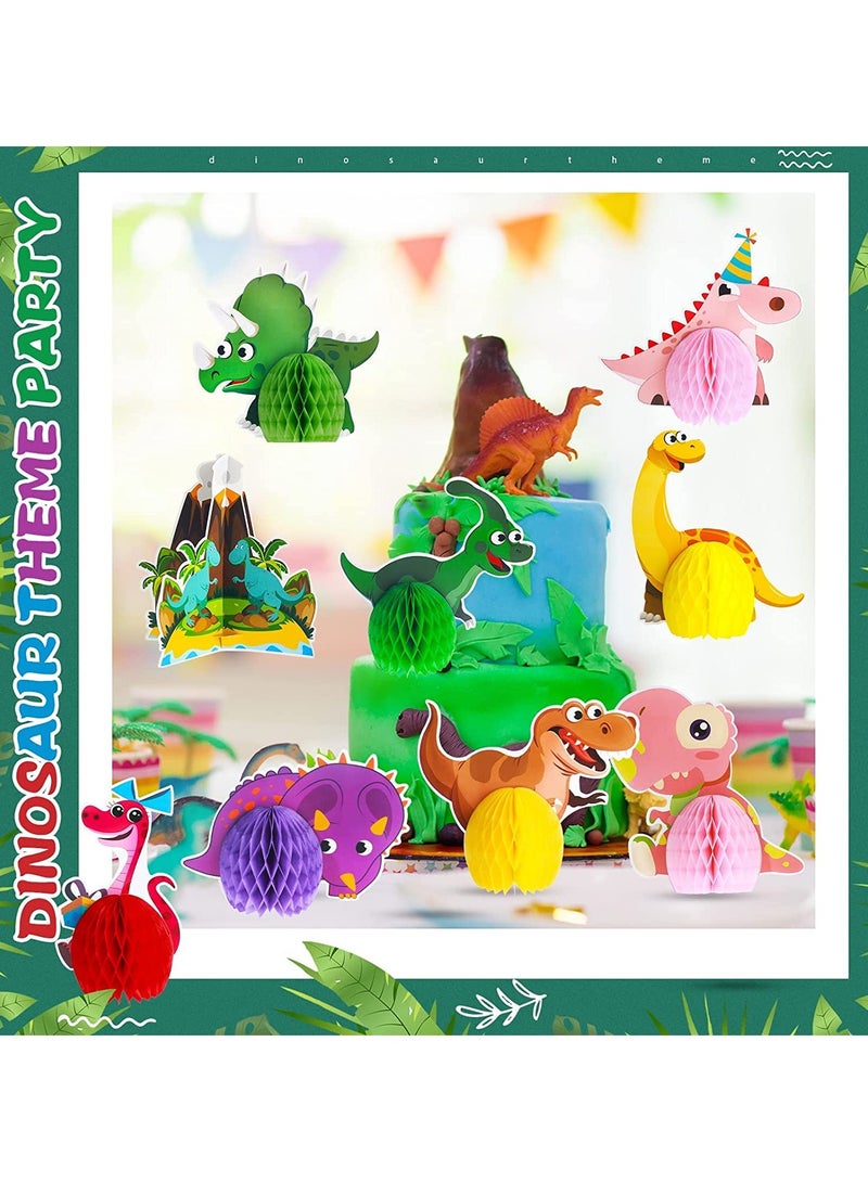 KASTWAVE Centerpieces, KASTWAVE Dinosaur Party Honeycomb Table 3D Dinosaur Center Piece Table Topper Dinosaur Birthday Party Supplies Dinosaur Theme Baby Decorations Boy Birthday Party Supplies (9 Pcs)  - Image 2