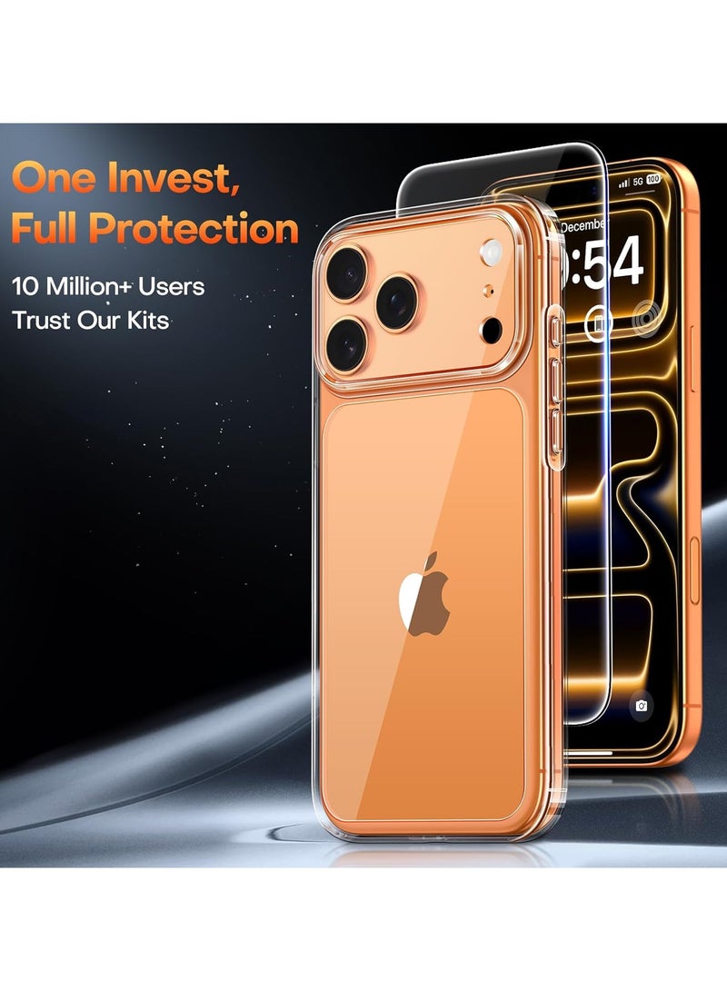 general Case for iPhone 17 Pro Max with 1-piece screen protector, full camera lens protection, shockproof transparent rear bumper phone case - - Image 2