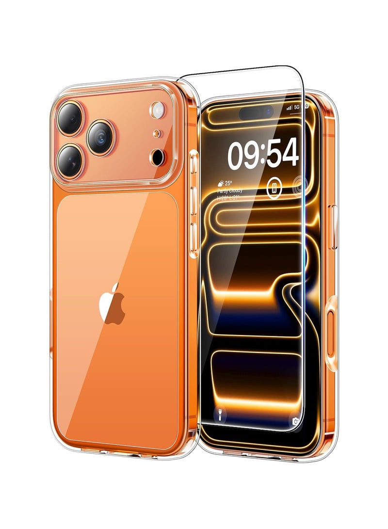 general Case for iPhone 17 Pro Max with 1-piece screen protector, full camera lens protection, shockproof transparent rear bumper phone case - - Image 1