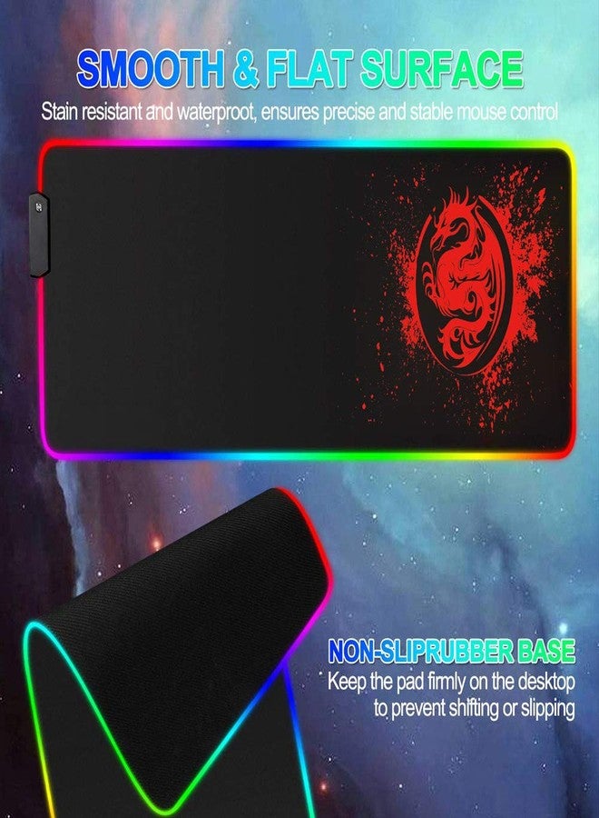 trvaago Large Anime Dragon Keyboard Mat - 15 Light Modes, High Performance, Extended Mouse Pad & Keyboard Mat Combined - Gaming Mat 31.5 X 12in (Red) - Image 3
