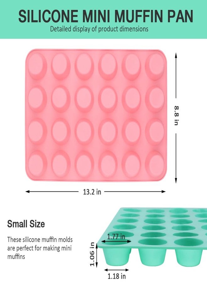 Goalfly 2PCS Silicone Mini Muffin Pan, 24 Cups Cupcake Pan for Baking, Mini Muffin Baking Pan for Cakes, Tart - Image 2