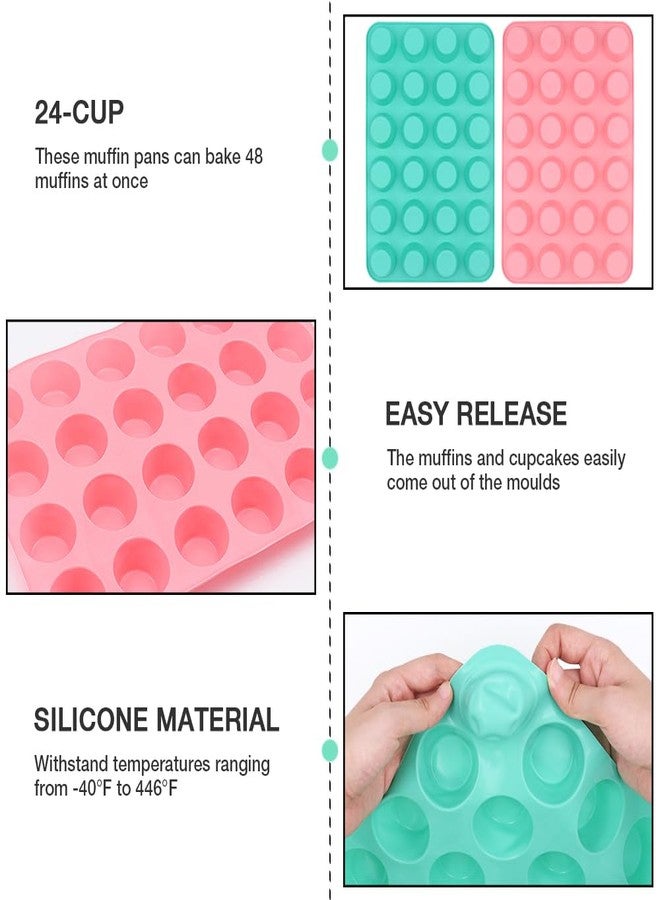 Goalfly 2PCS Silicone Mini Muffin Pan, 24 Cups Cupcake Pan for Baking, Mini Muffin Baking Pan for Cakes, Tart - Image 3