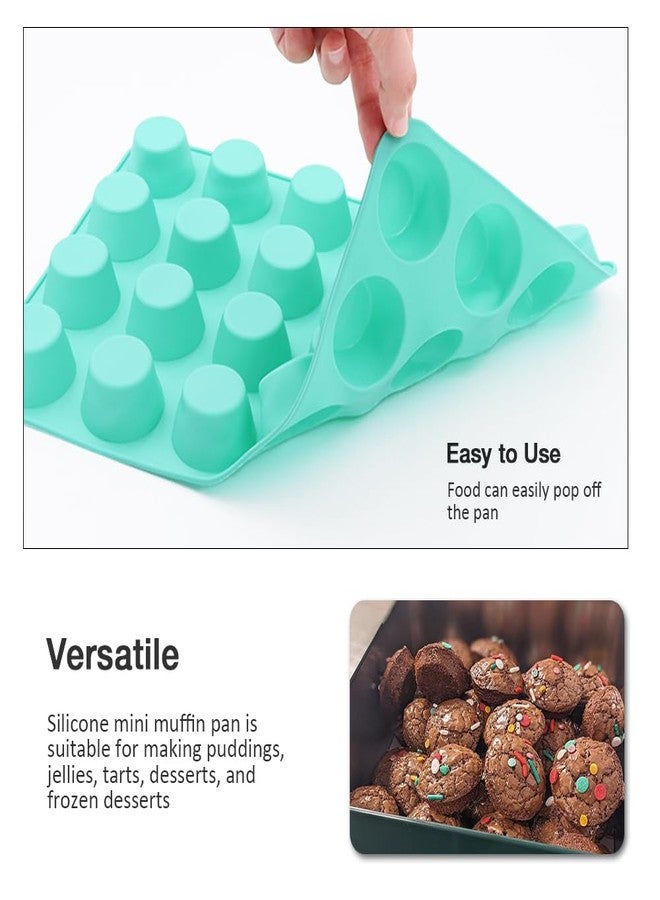 Goalfly 2PCS Silicone Mini Muffin Pan, 24 Cups Cupcake Pan for Baking, Mini Muffin Baking Pan for Cakes, Tart - Image 4