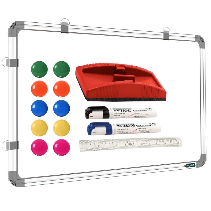 YAJNAS Magnetic White Board drywipe whiteboard 41x59 CM Includes 10 Magnets, 1 Eraser/Magnetic White Board Duster, 1 30cm Scale and 2 whiteboard Marker for Home, Office & School (41x59 CM)(HxW) - Image 1