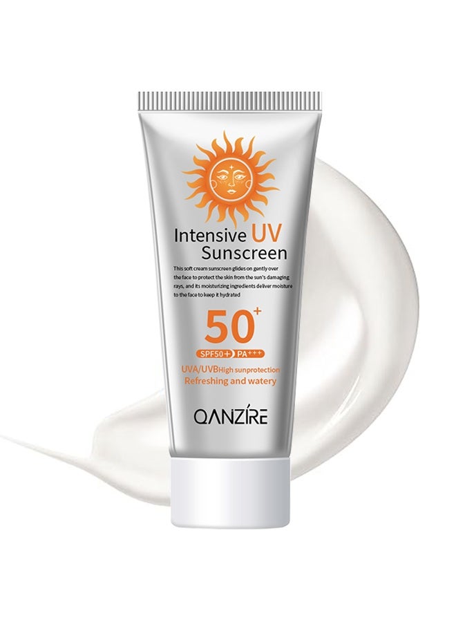 QANZIRE SPF50+ PA+++ Sunscreen,Face Sunscreen Even ment Perfector ment Control Sun Fluid , High UVA/UVB Protection,  Reduces ment Spots - Image 1