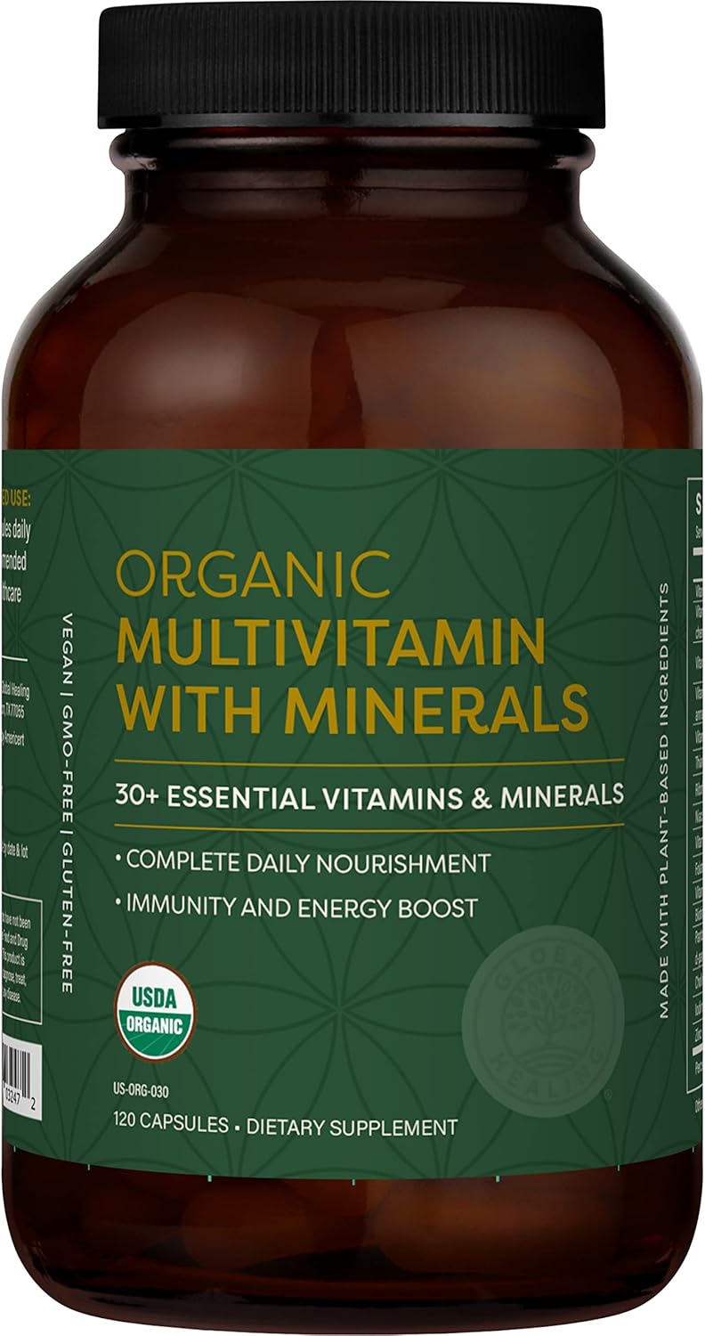 Global Healing Center  USDA Organic Multivitamin for Women  Men  Vitamins Include A C D  More for Your Overall Health  Wellness Needs  Complete Daily Multi Vitamin Nourishment 120 Capsules - Image 1