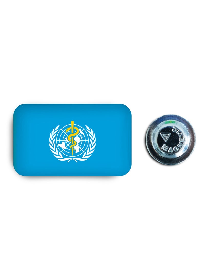 971MEDIA WHO Flag Magnetic Badge - Image 1