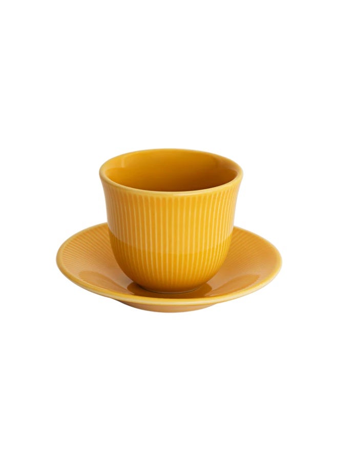 Loveramics Brewers 150ml Embossed Porcelain Tasting Cup With 13cm Plate Yellow
