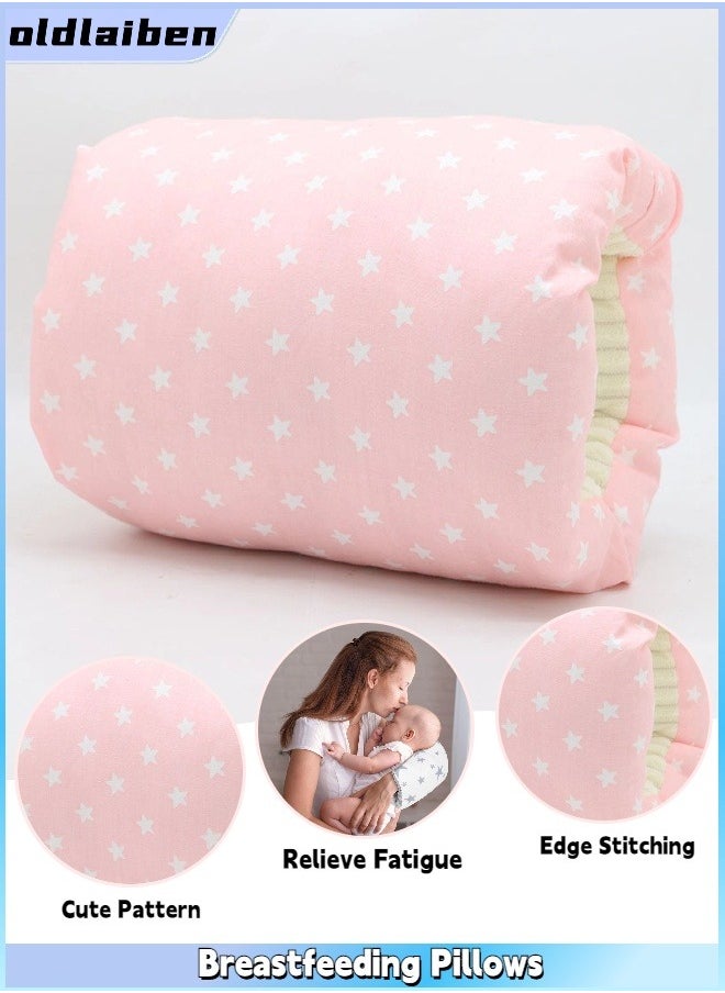 oldlaiben Breastfeeding Pillows, Cozy Cradle Pillow, Cotton Nursing Arm Pillow, Soft and Comfortable Feeding Pillows, Portable Travel Baby Feeding Arm Pillow, For Newborn for Bottle Feeding（Pink）  - Image 1