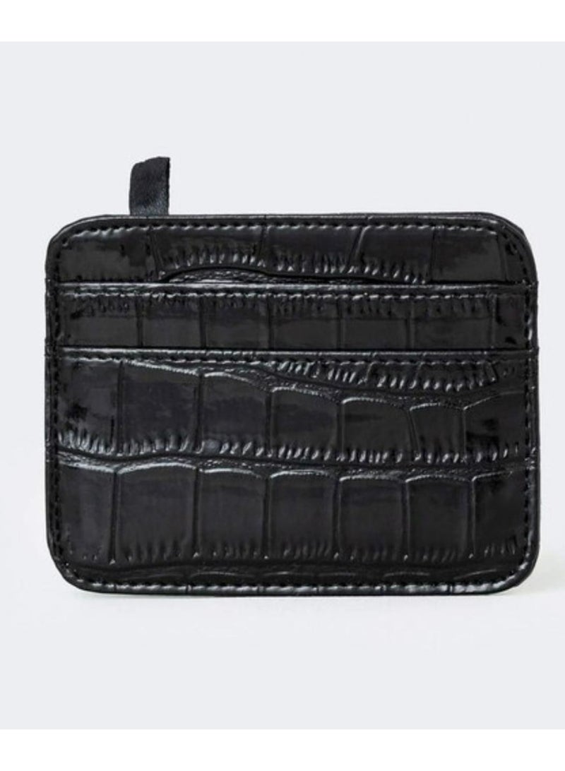 M A Printed Leather Card Holder 10 x 7.5 cm For Women – Black-M-007-BL - Image 2