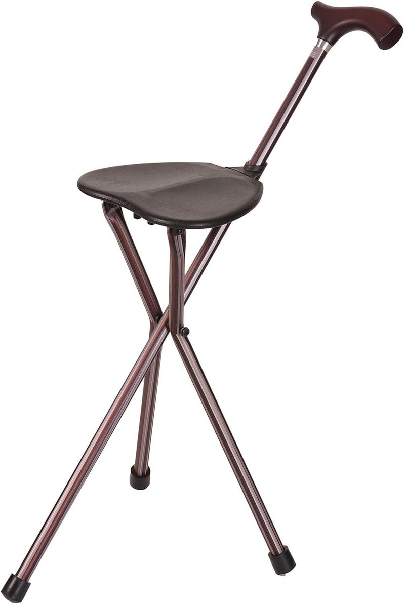 Switch Sticks Folding Walking Cane With Seat For Seniors & Adults, 34â€ Tall Quad Cane Chair, Lightweight Aluminum Frame - Supports 220 Lbs, Ergonomic Non-Slip Handle - Travel & Outdoor - FSA/HSA - Image 2