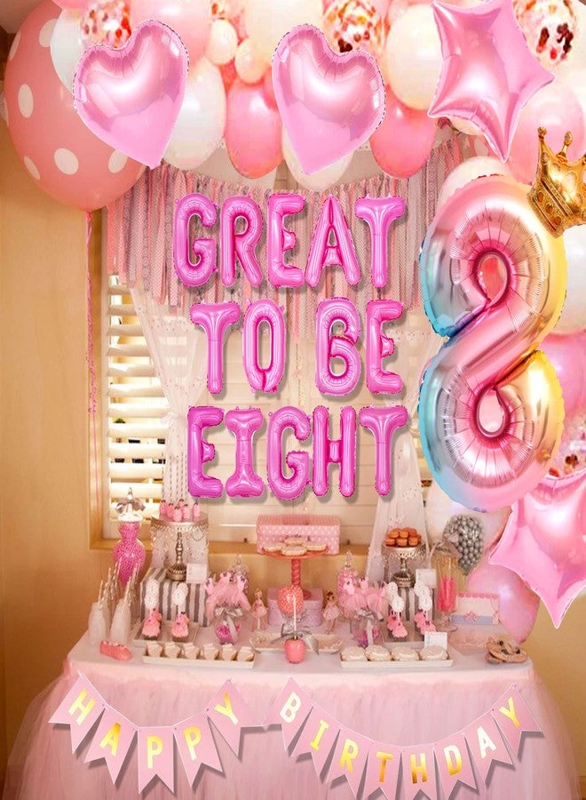 Roaring Good Time 42 PCS Great to Be Eight Birthday Decoration Girls Eight is Great Birthday Balloons 8 Years Old Party Decoration 8 Balloon for Girls Birthday Party Decor Supplies - Image 3