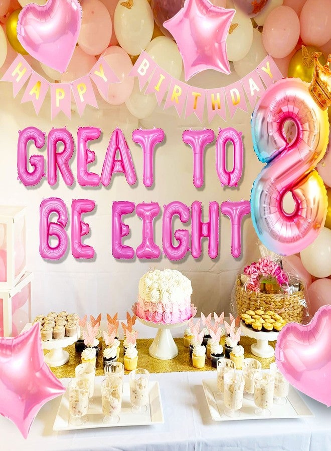 Roaring Good Time 42 PCS Great to Be Eight Birthday Decoration Girls Eight is Great Birthday Balloons 8 Years Old Party Decoration 8 Balloon for Girls Birthday Party Decor Supplies - Image 2
