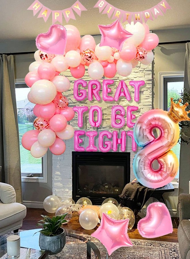 Roaring Good Time 42 PCS Great to Be Eight Birthday Decoration Girls Eight is Great Birthday Balloons 8 Years Old Party Decoration 8 Balloon for Girls Birthday Party Decor Supplies - Image 5