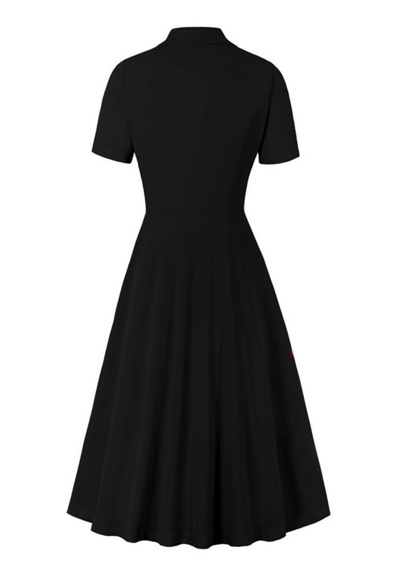 Generic Plus size New Solid Color Dress High Waist OL Temperament Skirt Black  - Image 2