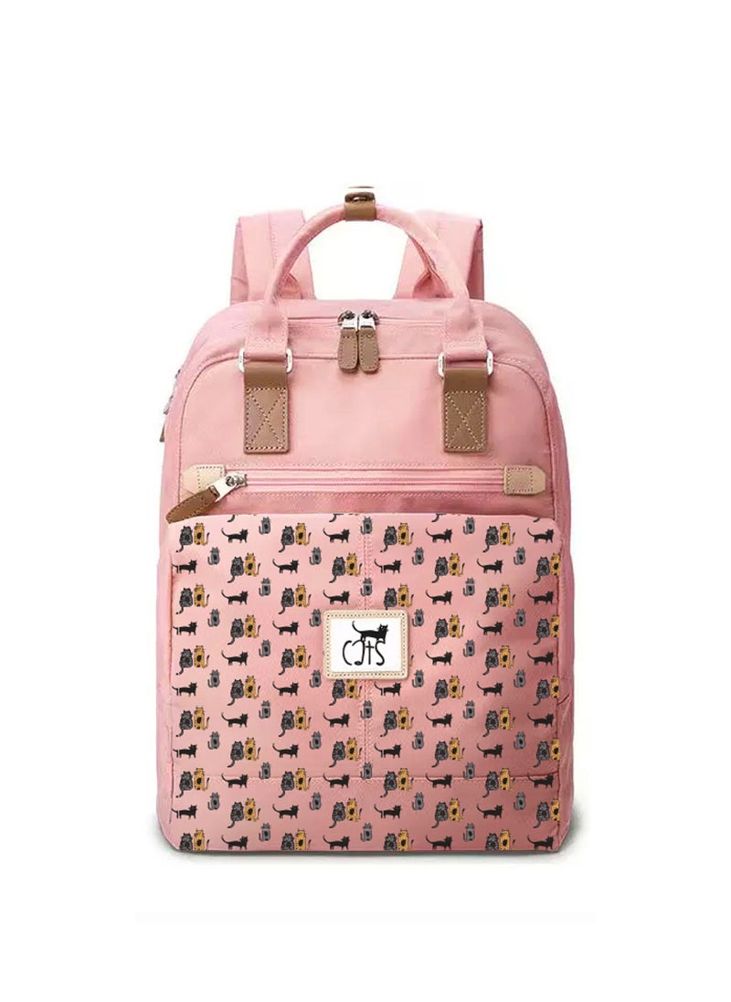 Biggdesign Biggdesign Cats Laptop Backpack for Women, Waterproof Work Bag with Laptop Compartment, Travel Backpack with Luggage Sleeve, School Computer Backpack, 15 Inch Laptop and Notebook, Anti-Theft, Pink  - Image 1