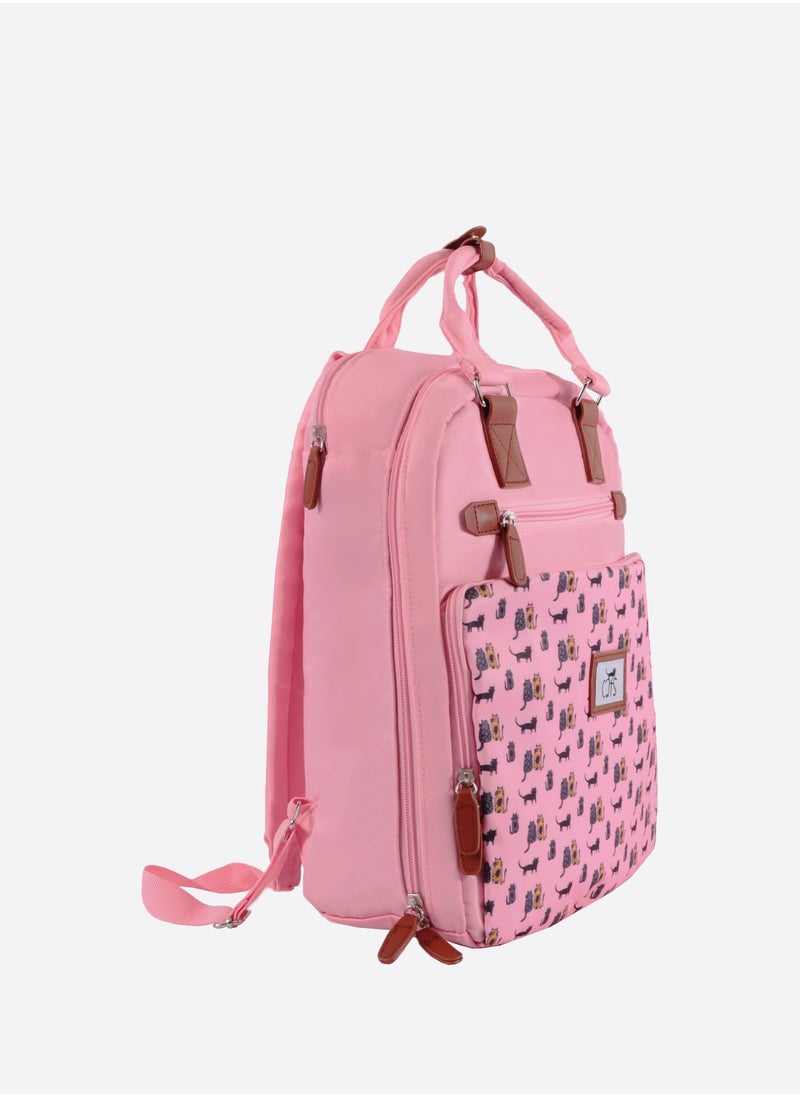 Biggdesign Biggdesign Cats Laptop Backpack for Women, Waterproof Work Bag with Laptop Compartment, Travel Backpack with Luggage Sleeve, School Computer Backpack, 15 Inch Laptop and Notebook, Anti-Theft, Pink  - Image 2
