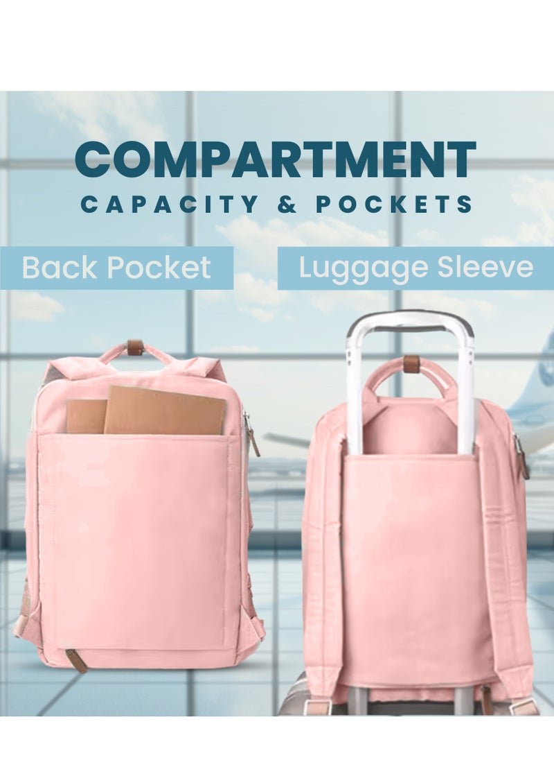 Biggdesign Biggdesign Cats Laptop Backpack for Women, Waterproof Work Bag with Laptop Compartment, Travel Backpack with Luggage Sleeve, School Computer Backpack, 15 Inch Laptop and Notebook, Anti-Theft, Pink  - Image 5