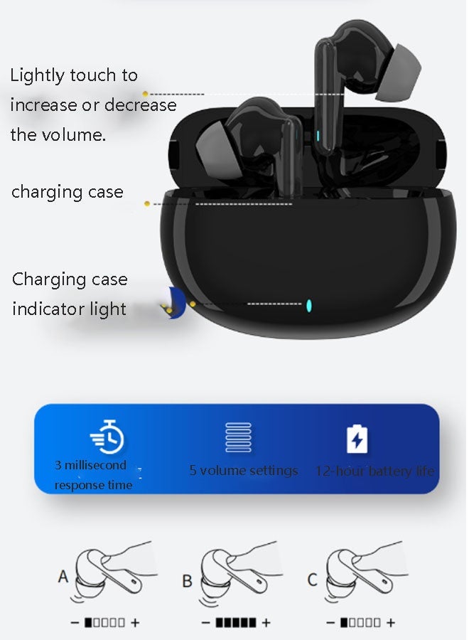نيوترل سماعة أذن قابلة لإعادة الشحن ومزودة بتقنية تقليل الضوضاء الذكية ومضخم صوت، تساعد على تحسين السمع، بتصميم راقي ومريح، تكاد تكون غير مرئية (لون أسود) - Image 4