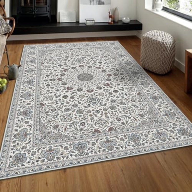 160x230 cm Rugs For Living Room, Vintage Area Rugs, Washable Non Slip Carpets, Indoor Floor Mat, Boho indoor rug, Soft Bedroom Beside Carpets, Home Decor area Rug Grey Color - Image 1