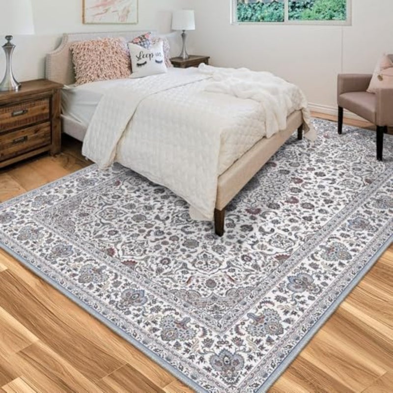 160x230 cm Rugs For Living Room, Vintage Area Rugs, Washable Non Slip Carpets, Indoor Floor Mat, Boho indoor rug, Soft Bedroom Beside Carpets, Home Decor area Rug Grey Color - Image 3