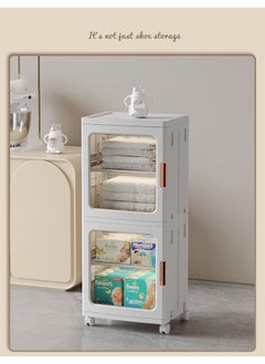 NKX 2 Layers Clear Folding Storage Boxes with Wheels  - Image 5