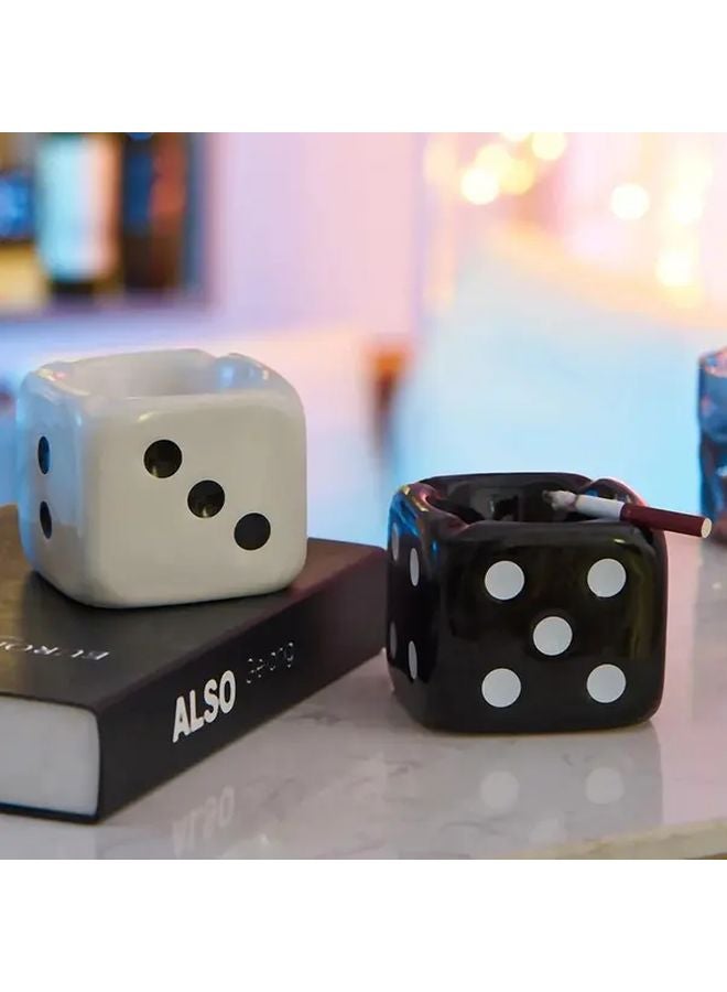 White Ceramic Dice Ashtray Home Bar Office Decor Gift for Men Women - Image 3
