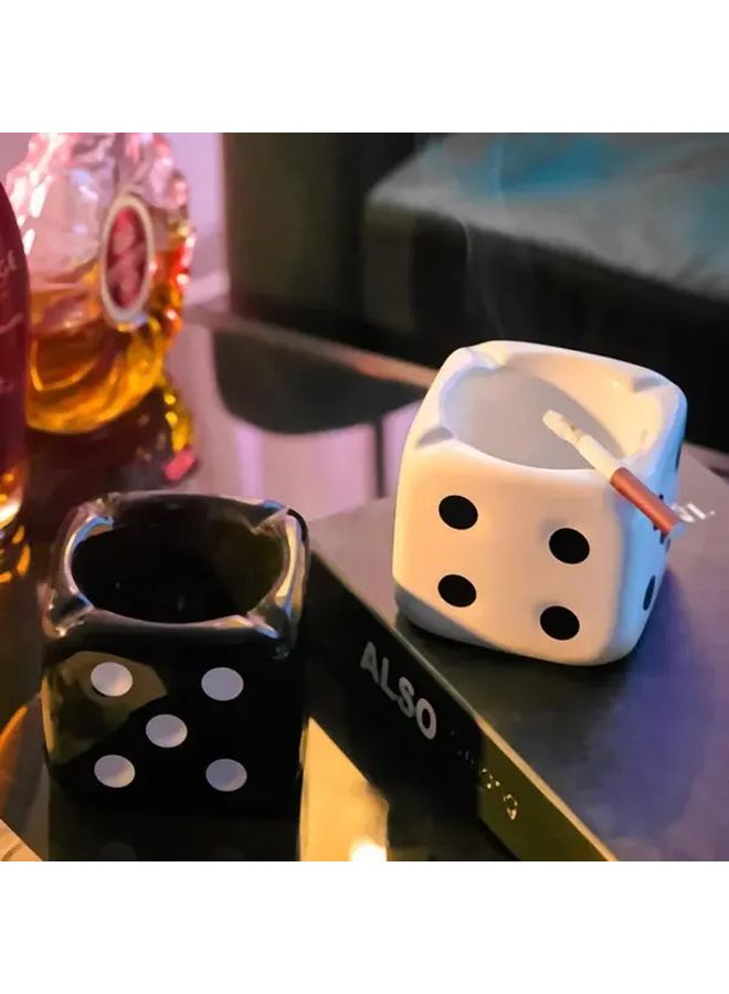 White Ceramic Dice Ashtray Home Bar Office Decor Gift for Men Women - Image 2