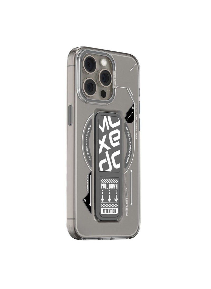 Moxedo Moxedo Magnetic Protective Case Scratch Resistant Drop Protection with Built-in Extendable Grip Stand Compatible for iPhone 15 Pro Max 6.7 inch - Grey  - Image 1