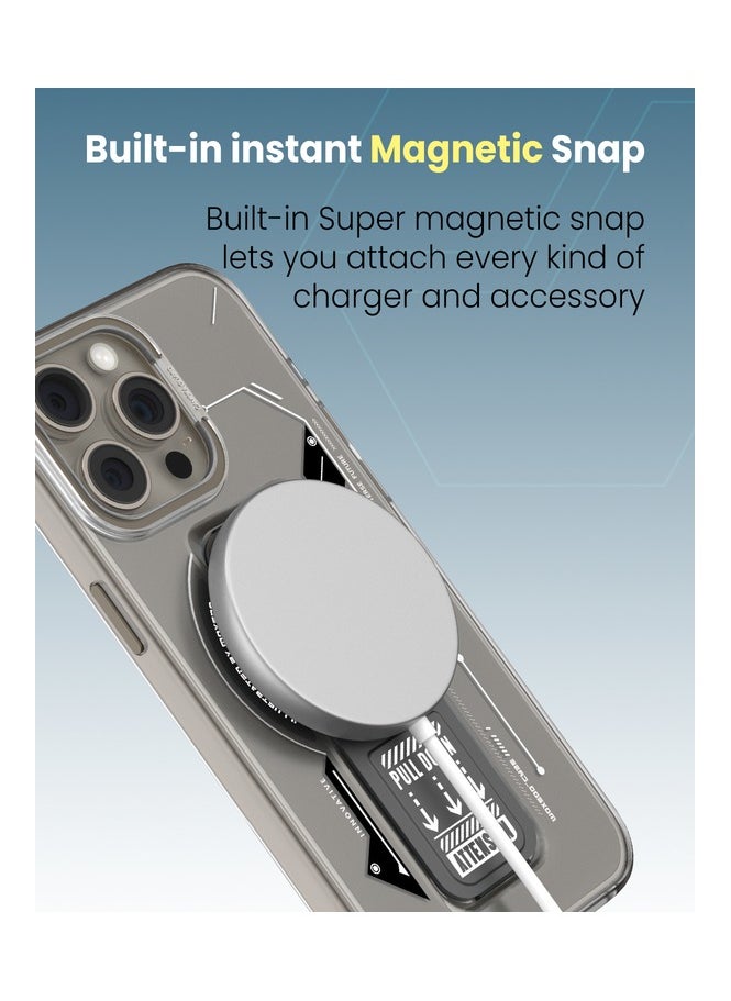 Moxedo Moxedo Magnetic Protective Case Scratch Resistant Drop Protection with Built-in Extendable Grip Stand Compatible for iPhone 15 Pro Max 6.7 inch - Grey  - Image 2