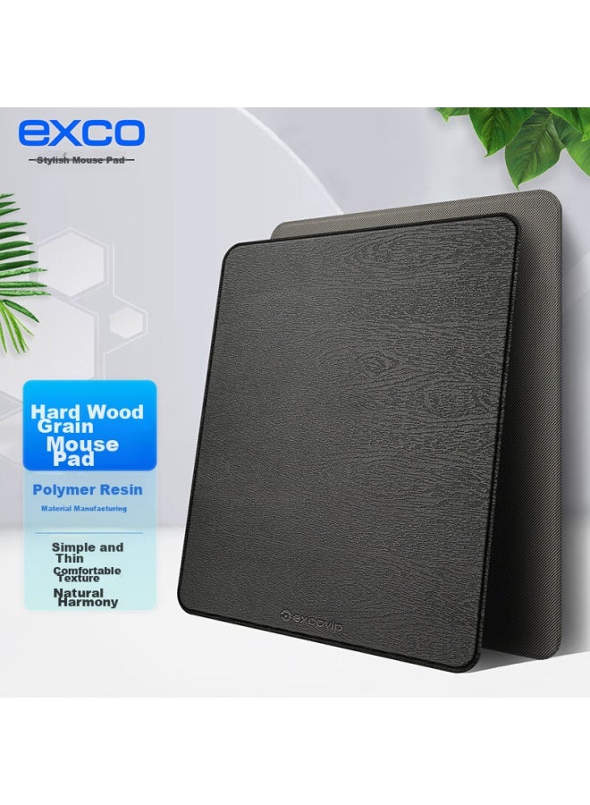 Exco Black Mouse Pad, Resin Leather, Computer Office Gaming Leather, Waterproof, Small Portable, Business Leather Hard Pad, Non-slip, Wear-resistant, 0112 - Image 1