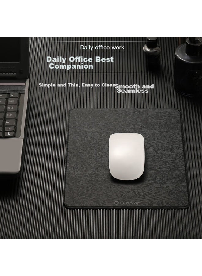 Exco Black Mouse Pad, Resin Leather, Computer Office Gaming Leather, Waterproof, Small Portable, Business Leather Hard Pad, Non-slip, Wear-resistant, 0112 - Image 2