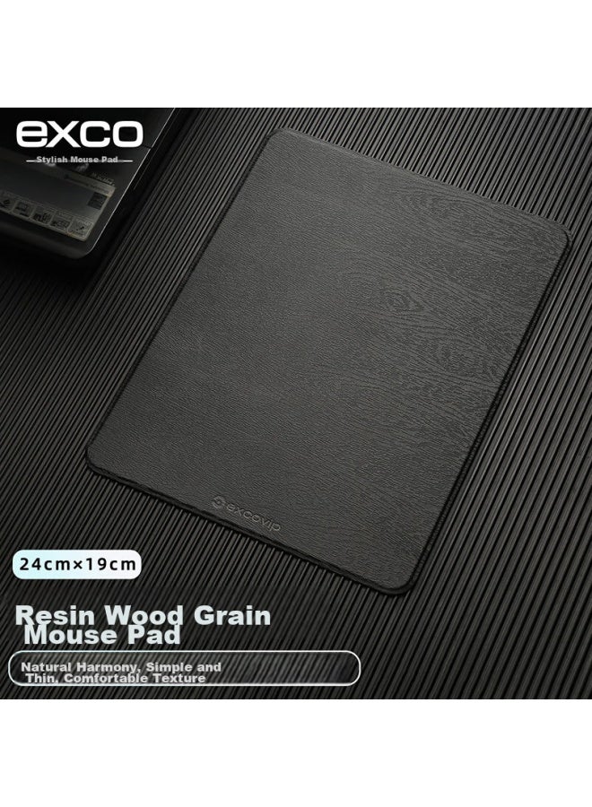 Exco Black Mouse Pad, Resin Leather, Computer Office Gaming Leather, Waterproof, Small Portable, Business Leather Hard Pad, Non-slip, Wear-resistant, 0112 - Image 3