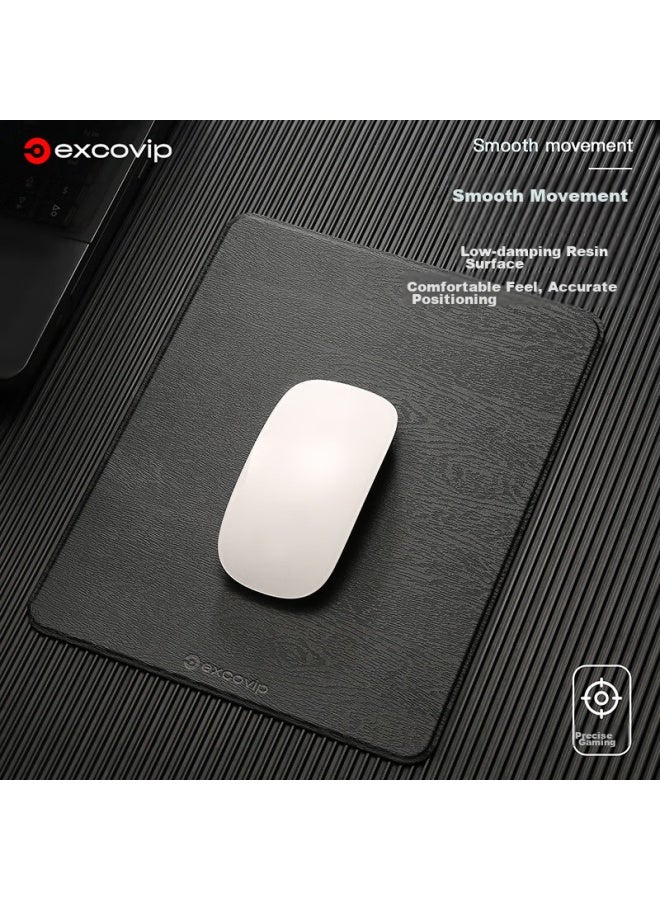 Exco Black Mouse Pad, Resin Leather, Computer Office Gaming Leather, Waterproof, Small Portable, Business Leather Hard Pad, Non-slip, Wear-resistant, 0112 - Image 4
