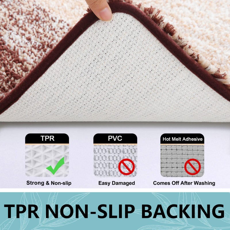 Arotive Arotive Bathroom Rugs Sets 2 Piece  Shaggy Soft and Absorbent Microfiber Bath Rugs and U-Shaped Contour Toilet Rug  Non-Slip  Machine Washable Dry Bath Mats for Bathroom (24""x16""+24""x20""  Brown)  - Image 4