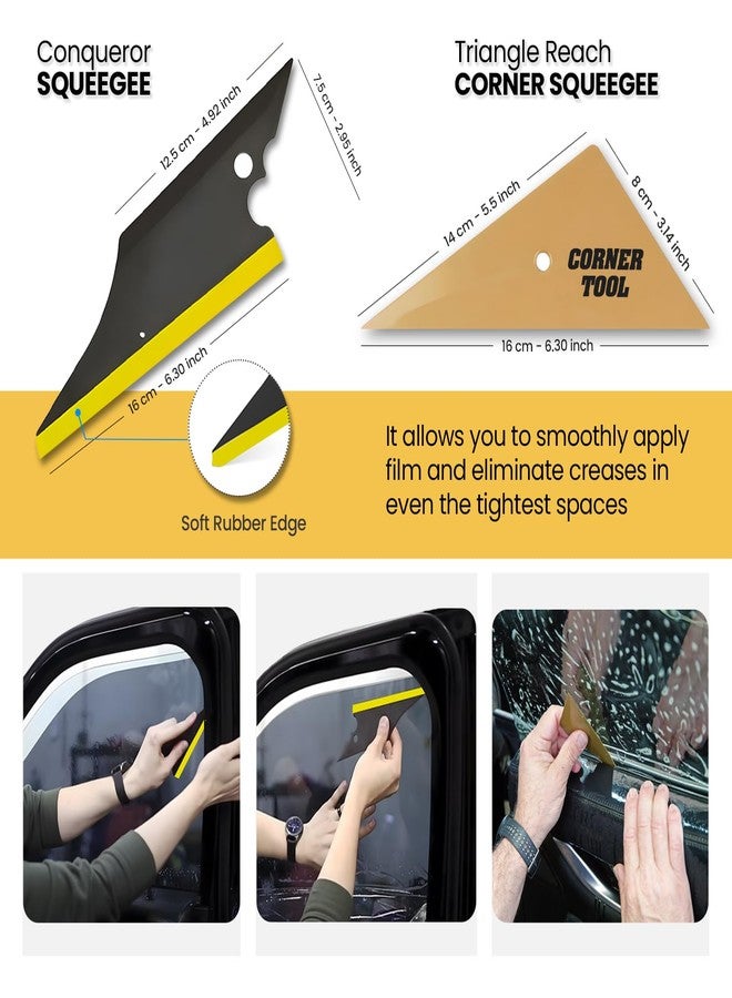 Charmier Window Tint Kit Vinyl Wrap Tool for Car Tinting Tools Windshield Back Window Tint Squeegee Bulldozer Squeegee Scrubber Paddle Rubber Squeegee for Car Wrapping Film Installation Auto Tint Kit Pro Set - Image 2
